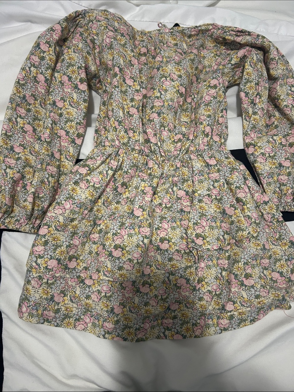 The new society girls floral Long-Sleeve Dress - Pink & Yellow size 3t